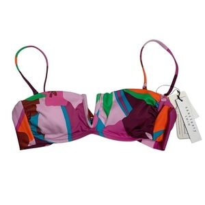 Sanctuary Women's Tropic Mood Printed V-Wire Bandeau Bikini Top XS New